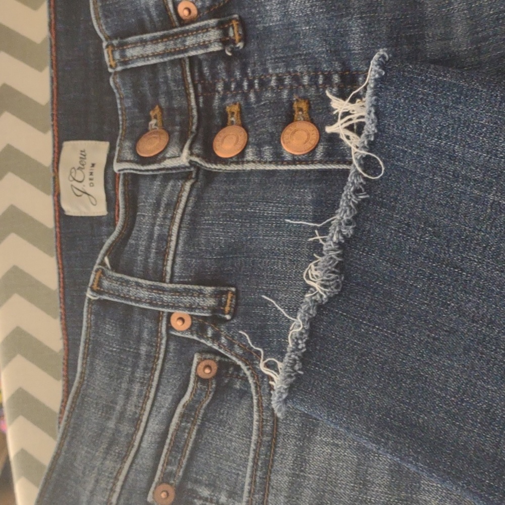 JCrew jeans women's Size 26 blue vintage straight ankle frayed hem 9" front rise